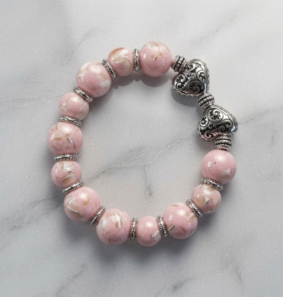 Blushing Hearts Marble Bracelet