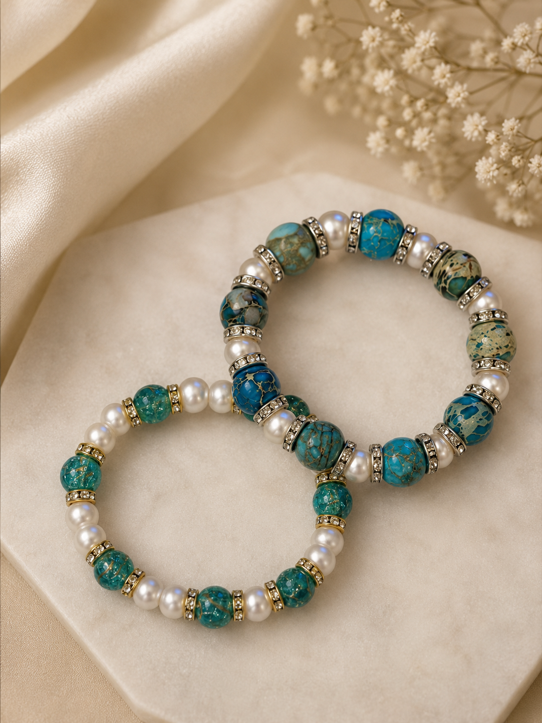 Seaside Pearl Bracelet Duo