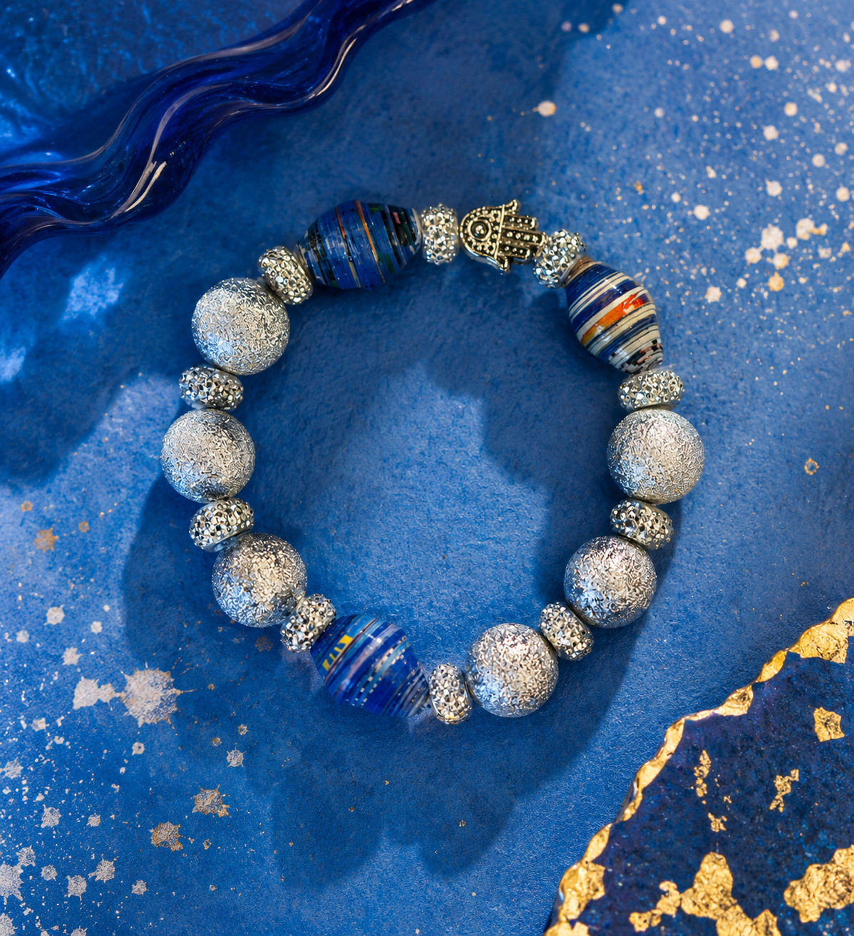 Hamsa Blue Silver Protection Bracelet