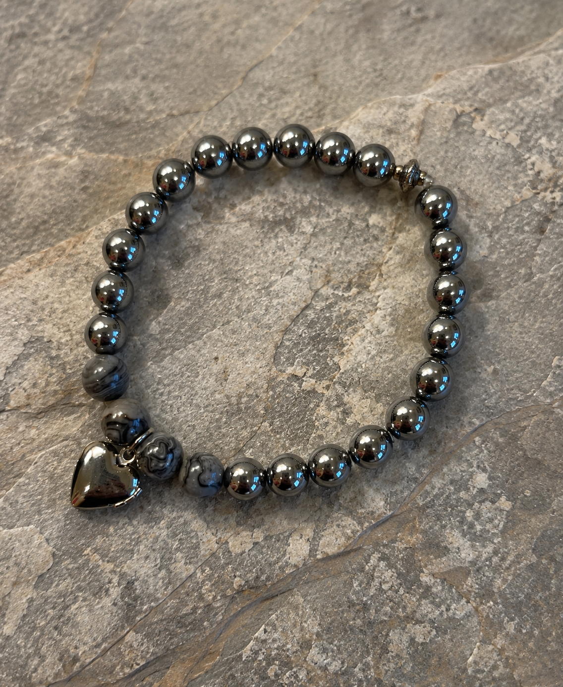 Silver Heart Eclipse Bracelet