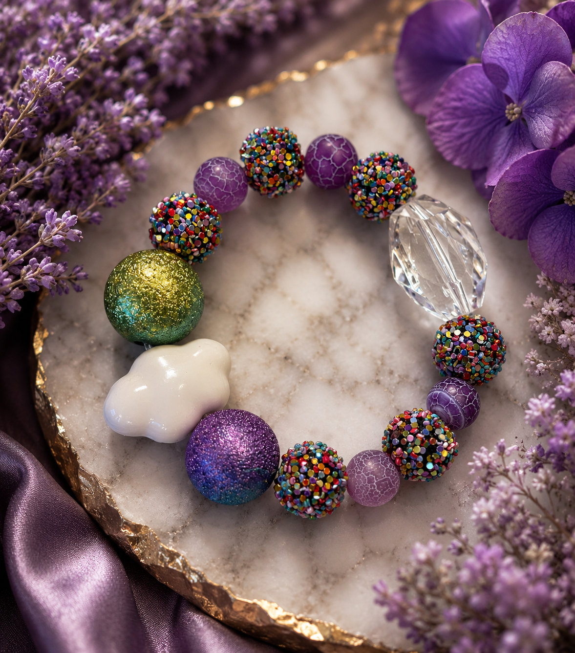 Rainbow Glitter Heart Bracelet