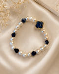 Navy Pearl Clover Bracelet