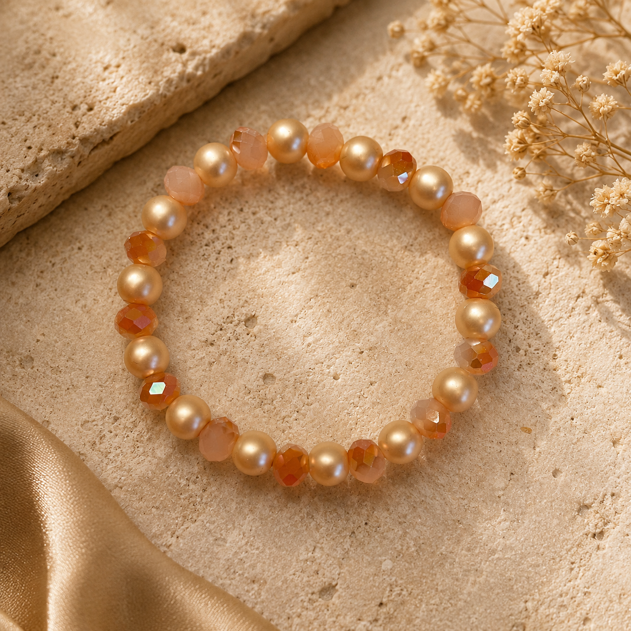 Peach Pearl Glow Bracelet